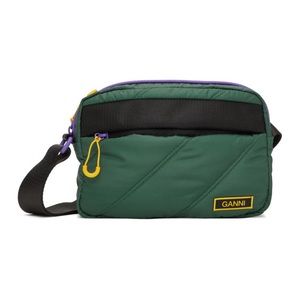Ganni Quilted Recycled Tech Crossbody Bag in Green